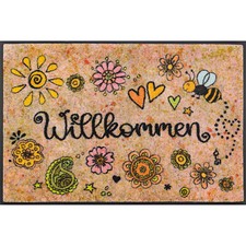 WASH + DRY Fußmatte 50 x 75 cm Motiv BRING GLÜCK HEREIN