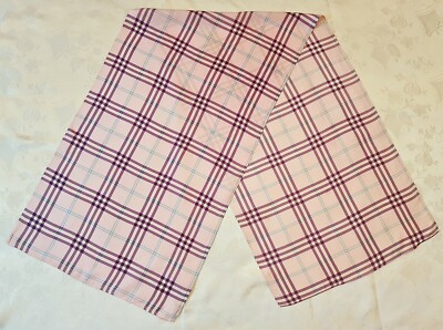 SCARF VINTAGE AUTHENTIC CODELLO PLAIDS AND CHECKS BLUE PINK SILK LONG WOMENS