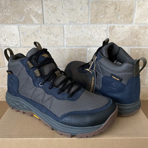 Teva Ridgeview Mid WP Total Eclipse cuir bleu bottes de randonnée chaussures 8 hommes - Photo 1 sur 6