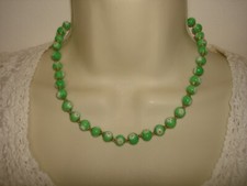 Bellissima Collana Girocollo Voltolina Antica Murrina Venezia Perline Verde 17" L