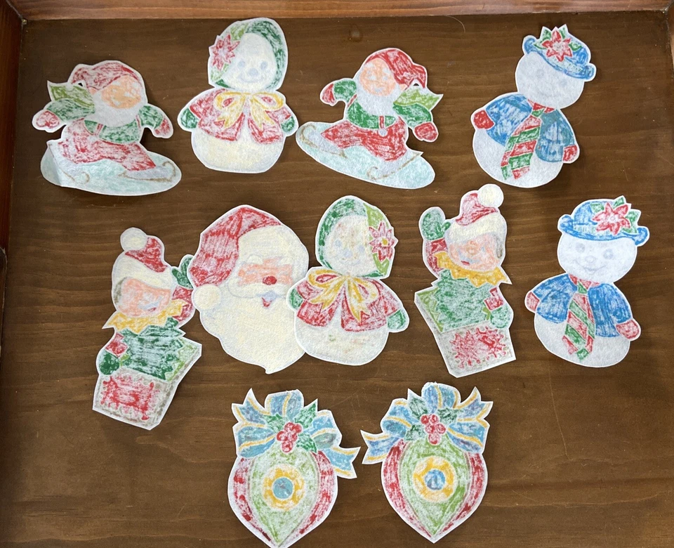 Vintage Lot of Handmade Felt Christmas Die Cuts Patches ornaments decals Craft - Image 2 of 4