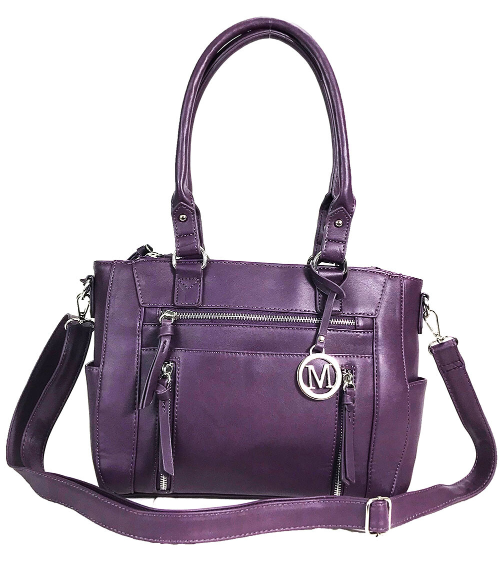 Medium CCW Bag Multi-Zipper Faux Leather Concealed Carry Purse