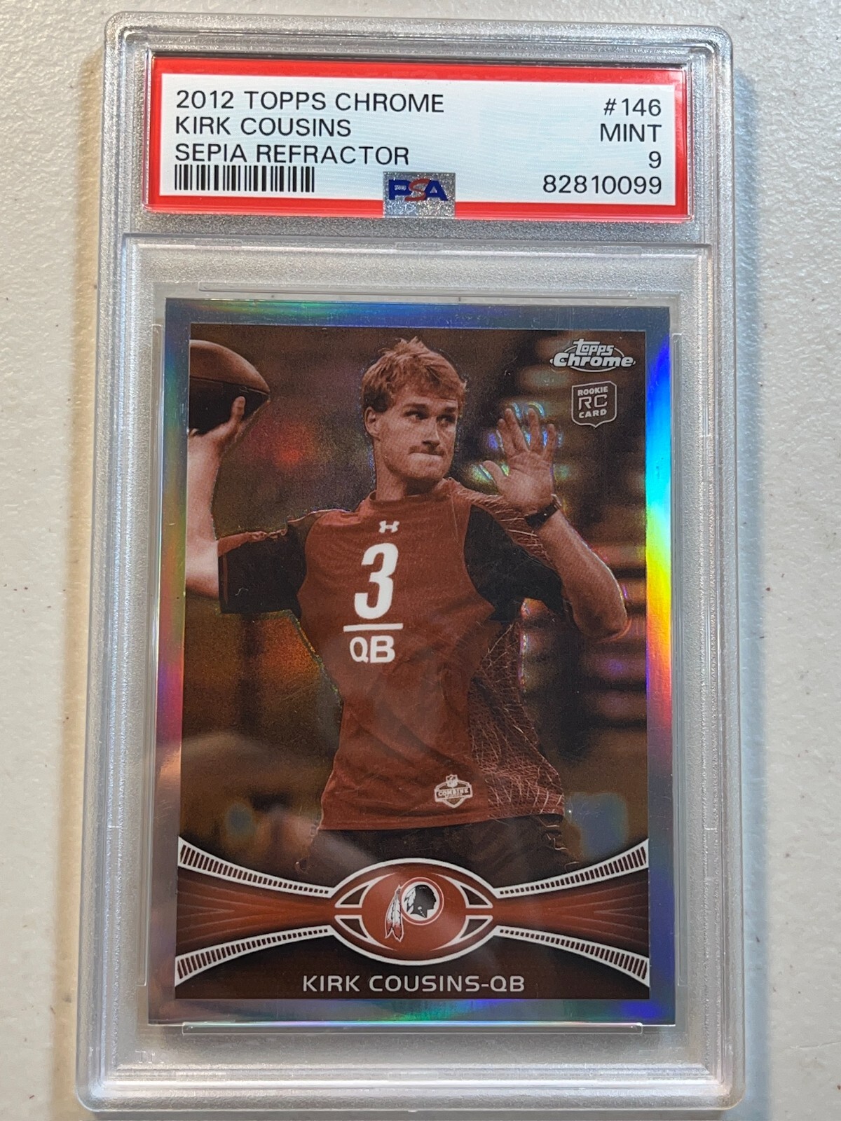 Kirk Cousins PSA 9 2012 Topps Chrome /99 Sepia Refractor RC Rookie #146 Mint