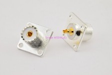 1 Piece of SO-239 UHF Female Chassis Connector Silver Teflon Gold 4-Hole Mount