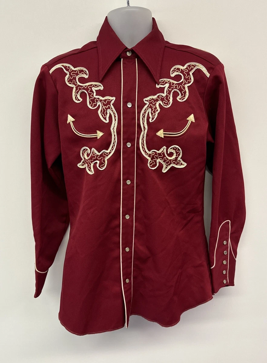 50's H Bar C California Ranchwear Embroidered Red Shirt 15 1