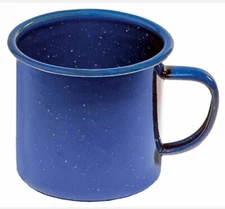 Texsport Blue White Speckled Porcelain Enamel Coffee Cup Mug Steel Camping Glaze