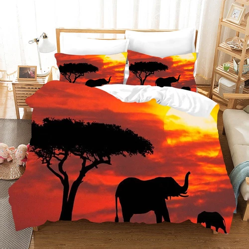 Elephant Happy Time Duver /doona Cover Double Comfort Queen Bedding Set - Picture 1 of 13