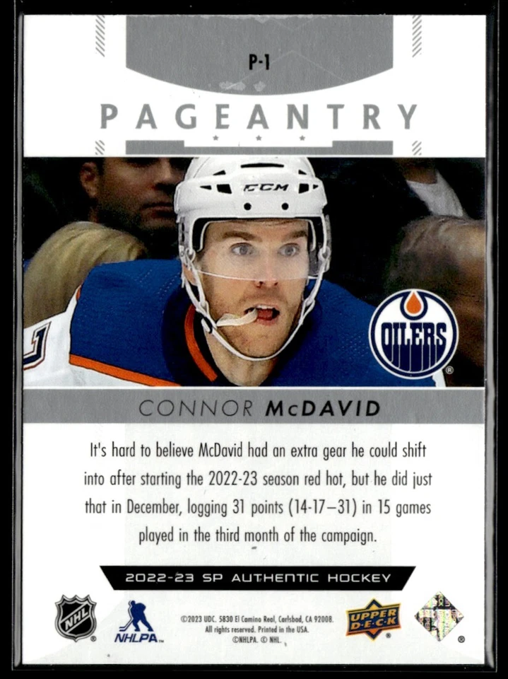 2022-23 SP Authentic Pageantry Connor McDavid #P-1 - Image 2 of 2