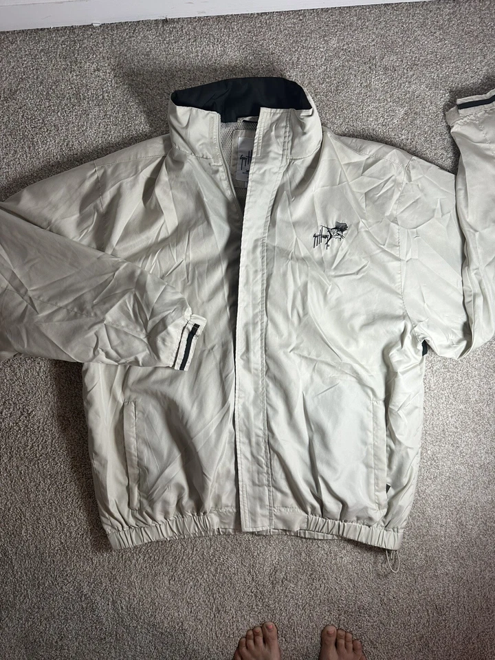 CHAQUETA BOMBER HOMBRE HOMBRE HARVEY BOAST EE. UU. CREMALLERA COMPLETA LOGOTIPO PESCA Talla Grande Foto 2 de 4