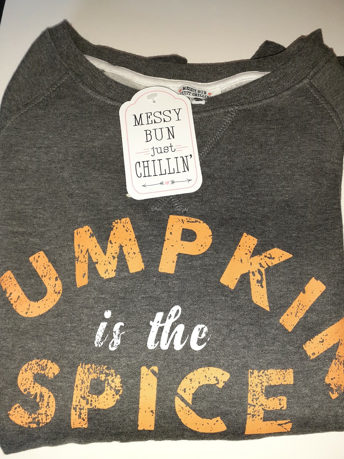 Messy bun Just Chillin Sweatshirt Gray Size M image 3