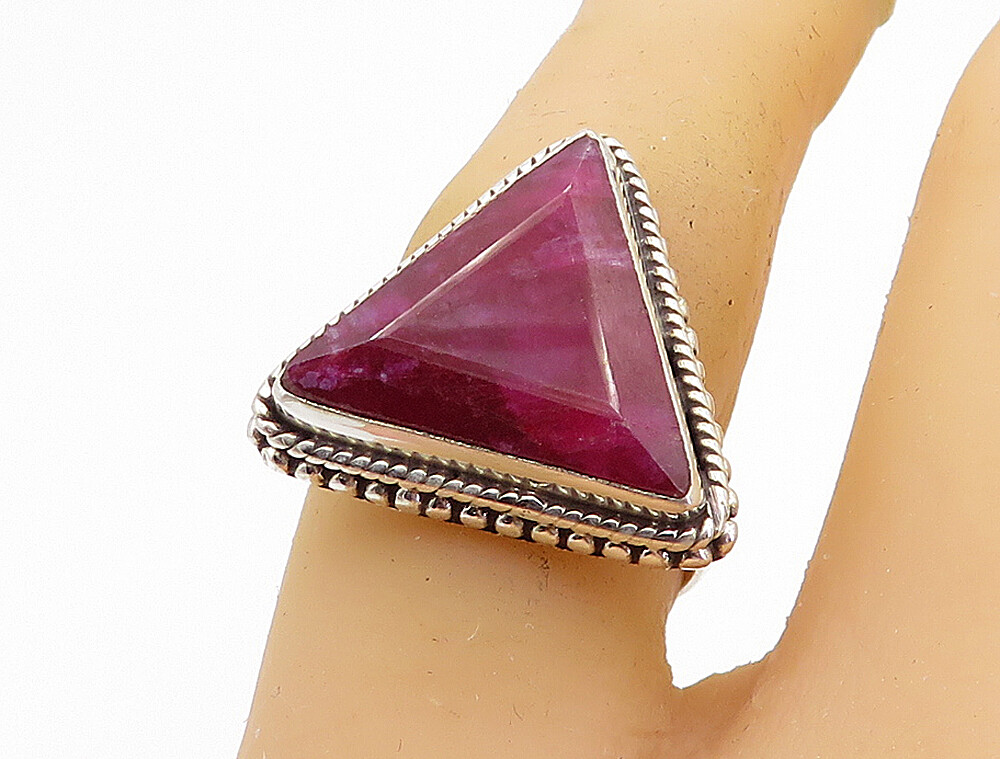 925 Sterling Silver  Ruby Circle Patterned Border… - image 1