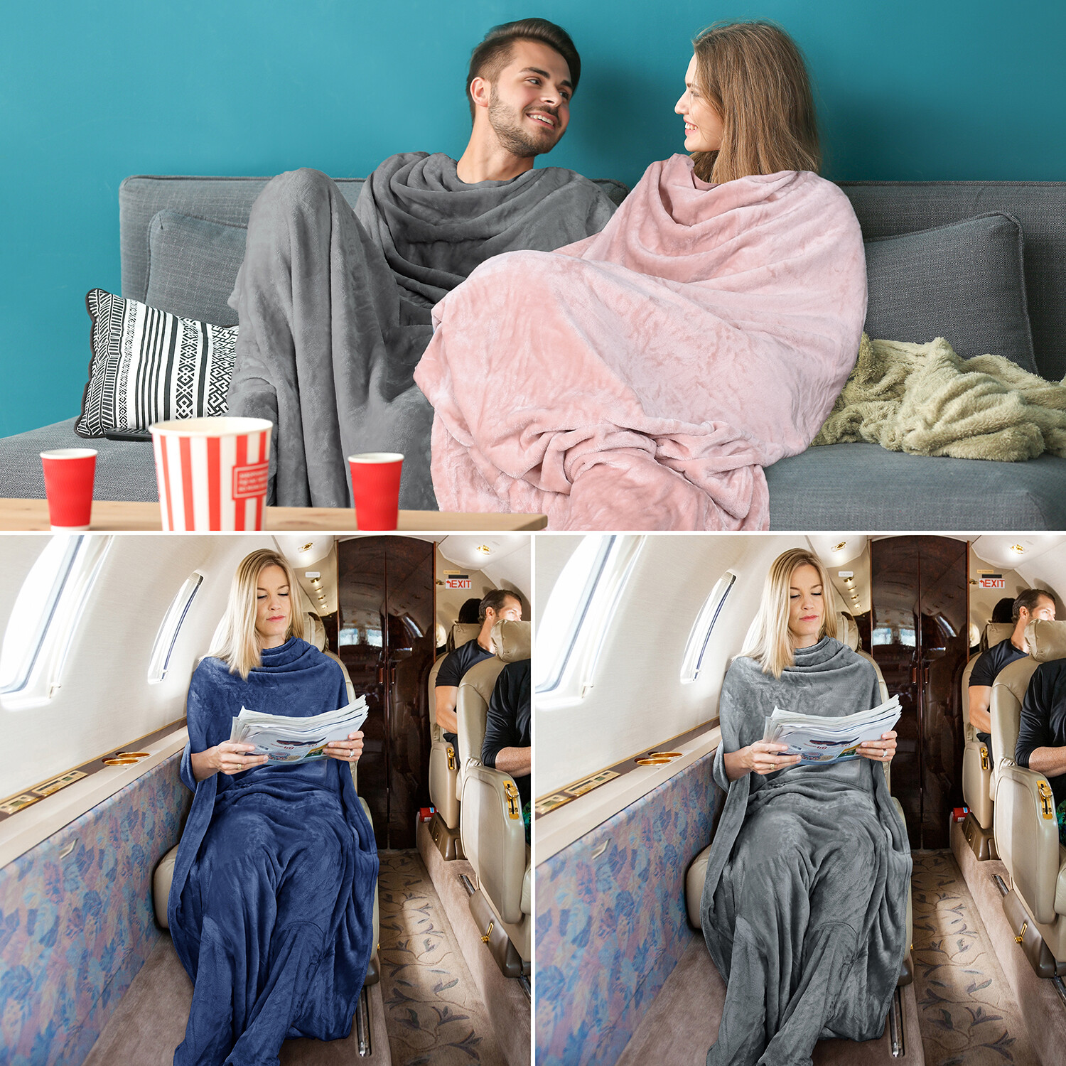 Fleece Wearable Blanket with Feet Pocket Microfiber Warm TV Plush Blanket  Adult | eBay