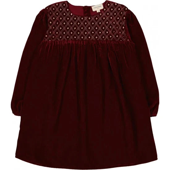 Vestido de veludo bordado manga longa feminino Louis Louise Prunelle Borgonha 6 $142 - Imagem 2 de 4