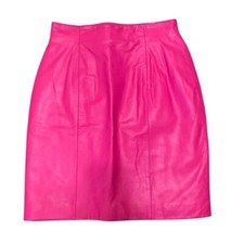 Vintage CHIA Genuine Leather Skirt Size 6 Pink Barbie Color