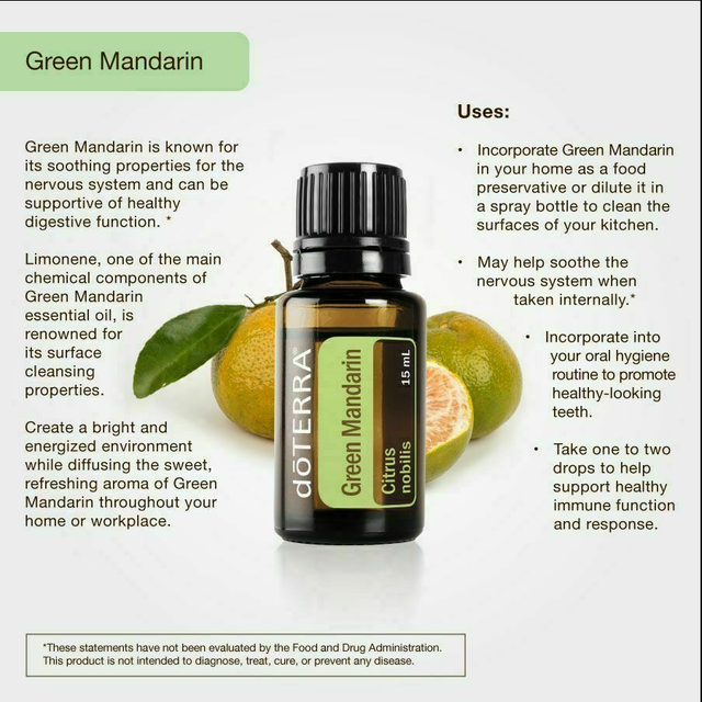 doTERRA Green Mandarin 15ml Therapeutic Essential Oil Aromatherapy Post
