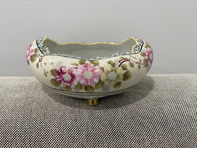 Antique Japanese JPL Nippon Porcelain Bowl / Cache Pot w/ Flowers Decoration