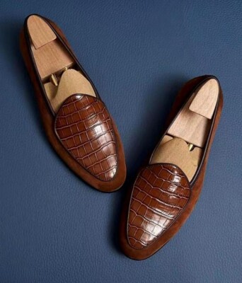 Brown Genuine Crocodile Leather Shoes