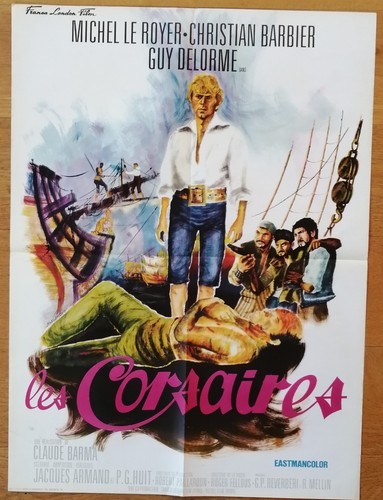 CORSAIRES michel le royer affiche cinema originale 80x60 '65 pirate