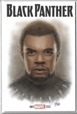 Marvel Black Panther #1 Original Sketch Cover Comic Art Chadwick Boseman