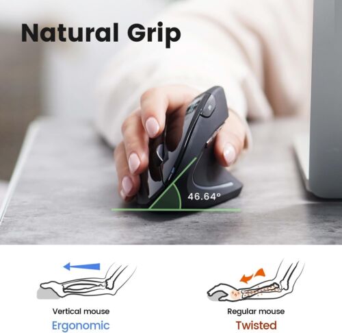 Perixx PERIMICE-813B Bluetooth Portable Vertical Mouse - Wireless 3-In-1 Multi-D - Picture 3 of 8