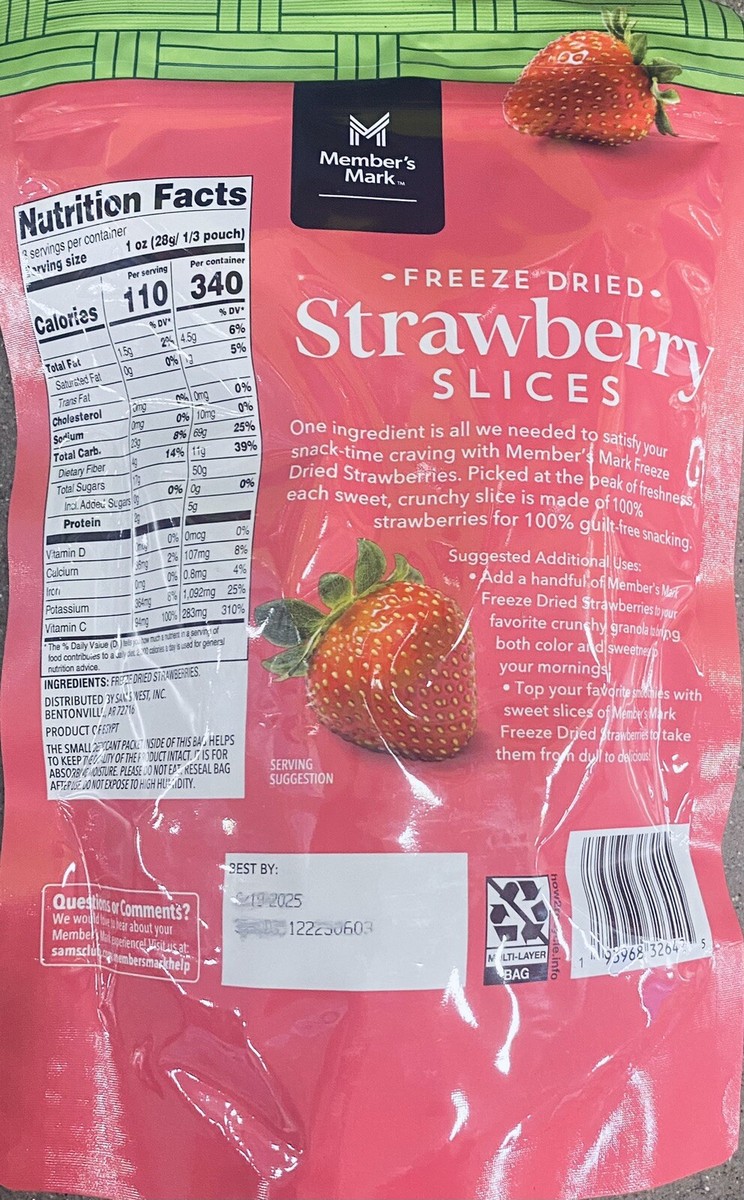 Member's Mark Freeze Dried Strawberry Slices 3 oz Bag - FREE SHIP