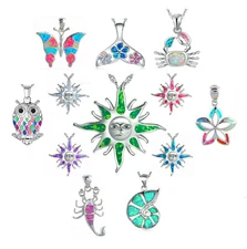 Opal Mermaid Star Butterfly Vortex Sun Rainbow Pendant Necklace Free Gift Bag
