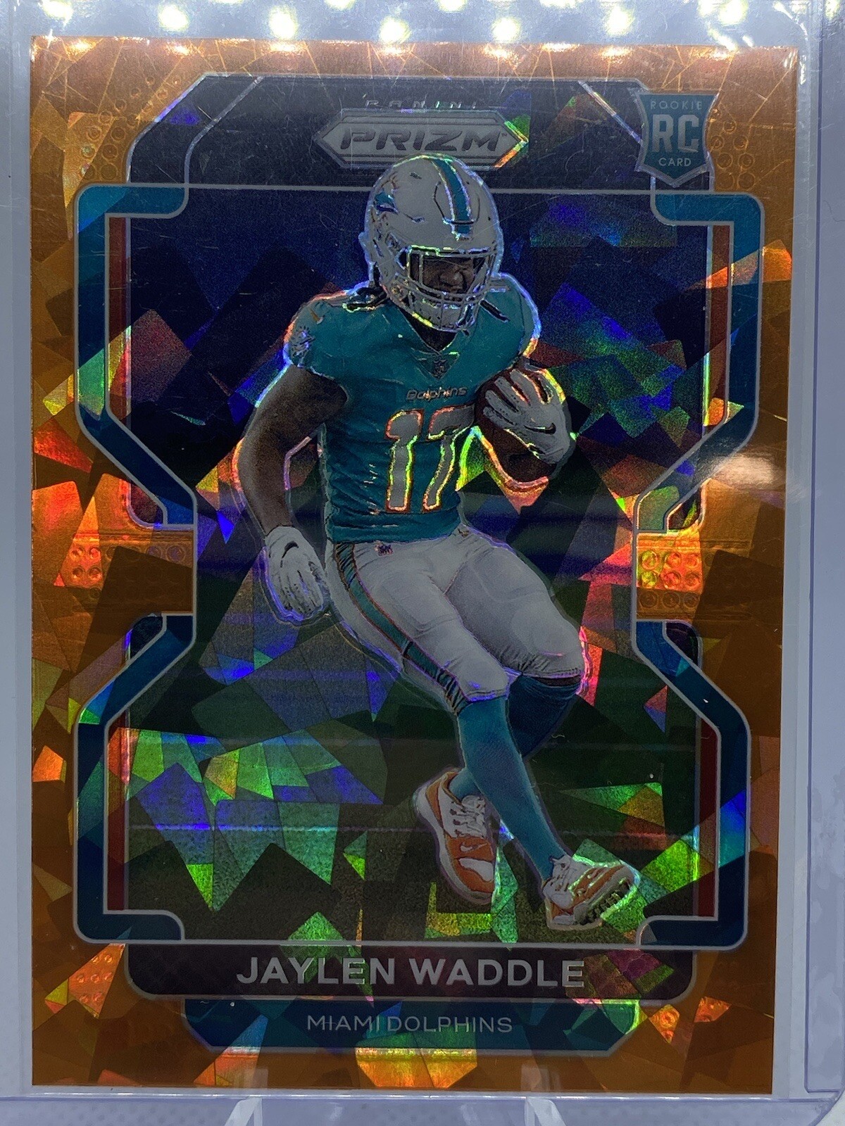 JAYLEN WADDLE RC 2021 Panini Prizm Orange Ice RC #338 Dolphins Rookie FANATICS