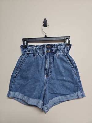 FOREVER 21 Women's Denim Paperbag Shorts Blue Color Cotton