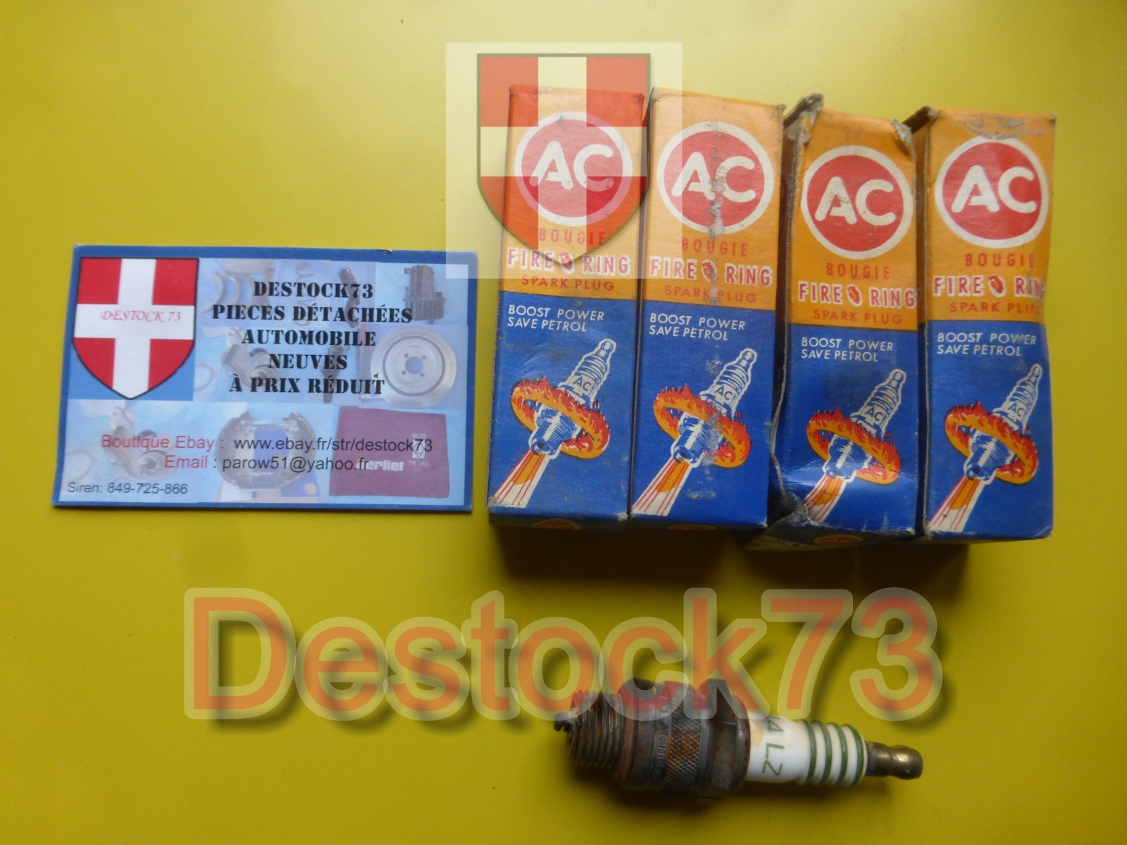 Lot de 4 bougies d'allumage AC delco 44LZ culot long 14mm