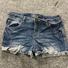 Cherokee Denim Shorts Girls Size XL 14/16 Blue Medium Stretch Casual Raw Hem