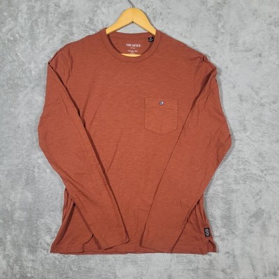 Todd Snyder T-Shirt Mens Medium Rust Homespun Slub Long Sleeve Pocket Tee USA