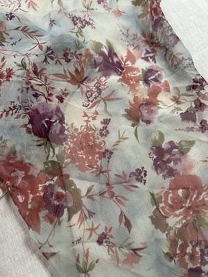 Vintage Cejon Scarf Silky Semi Sheer Butterfly Shape Scarf Wrap Floral