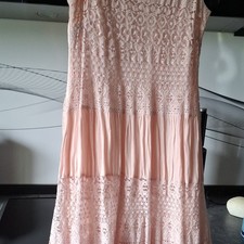 Damen Spitzenkleid rosa Gr. 36 ärmellos rund...