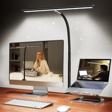 LED Desk Lamp for Office Home, Eye-Caring Desk Light with Stepless Dimming Ad...