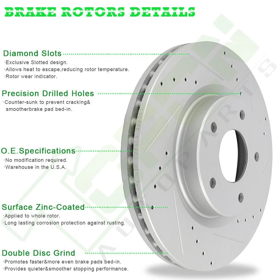 Fits Chrysler 300 Dodge Challenger Charger Front Rear Brake Rotors Ceramic Pads - Изображение 2 из 4