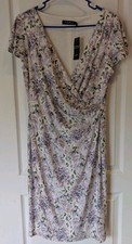 *SALE* Ralph Lauren Women's SZ 8 Purple Floral Bodycon Sheath Faux Wrap Dress 