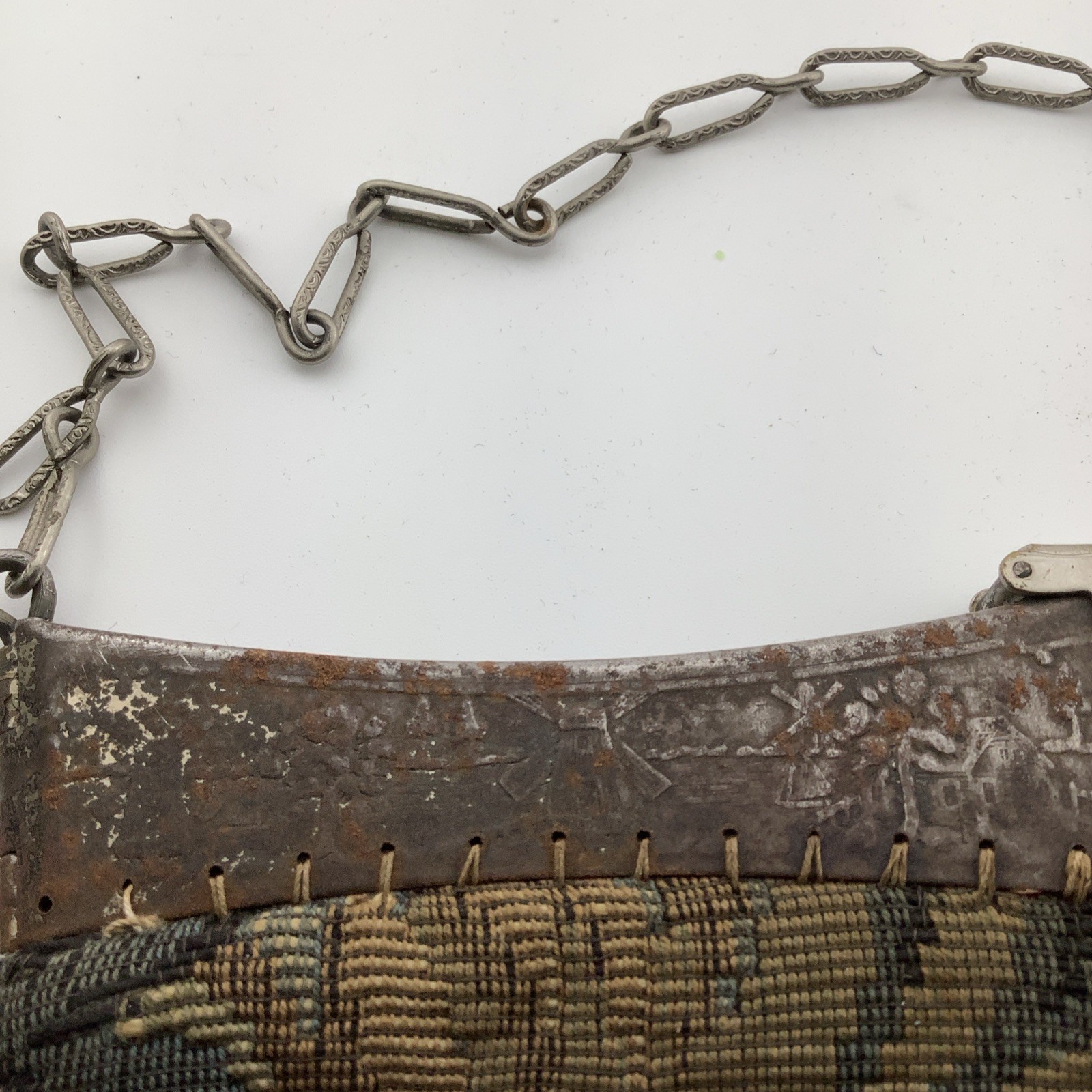 Antique Double Hinged Windmill Design Frame Tapes… - image 13