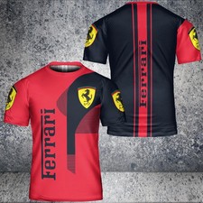 New Custom Name Men's Ferrari Racing F1 Team 3D Red Black T-Shirt Size S-5XL