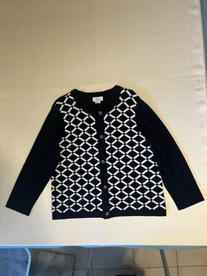 B3-0047 Chaus Vintage Women's Black And White Button Down Cardigan Size XL