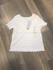 13043 Cat & Jack Girls' White Ruffle Short Sleeve Basic T-Shirt Size 4T New Soft