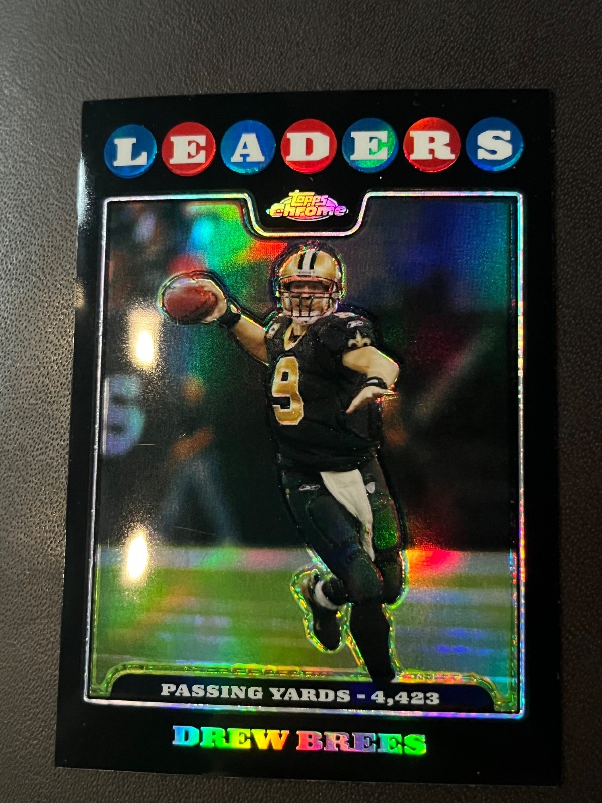 2008 Topps Chrome Drew Brees Black Parallel Refractor Rare Saints Football Card