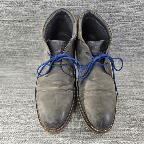 Clarks Desert Chukka Boots Mens 11.5M Grey Leather Casual Lace Up Shoes - Picture 3 of 12