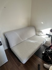 IKEA LYCKSELE LÖVÅS 2 Seat Sofa Bed /Bed Frame + Cream Sofa Cover