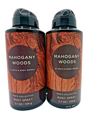 Bath  Body Works Men's Collection Mahogany Woods Body Spray 3.7 Oz x2 SEALED 