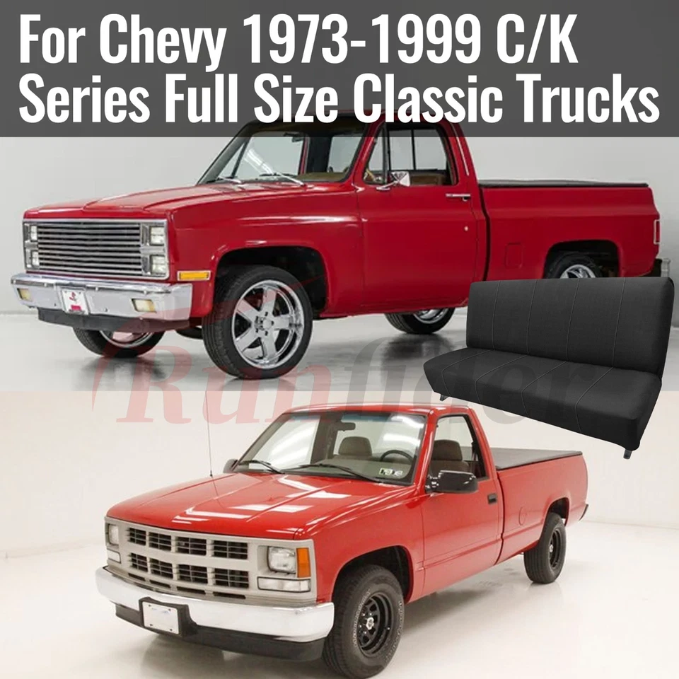 Custom-Formed Bench Seat Covers for Chevy C/K Series 1973-1999-Black Foto 4 de 4