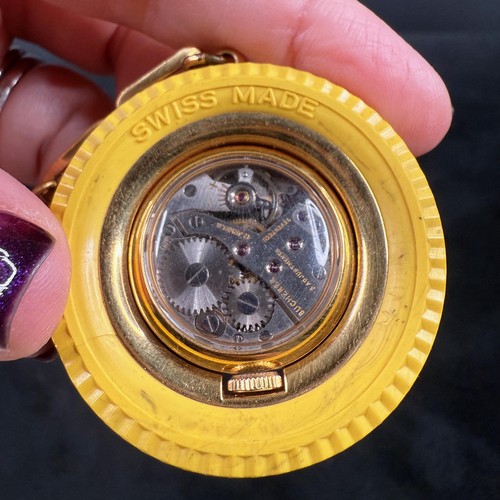 Bucherer Yellow Manual Wind Watch Keychain Swiss Made Vintage Fashion Accessory - Picture 3 of 7