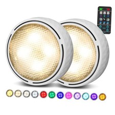LED Puck Lights with Remote Control, Battery Operated Wireless 2 Pack White