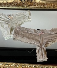 2 Vintage NOS 2015 Victoria secret second Skin Cheeky Satin Panties S Sissy Silk