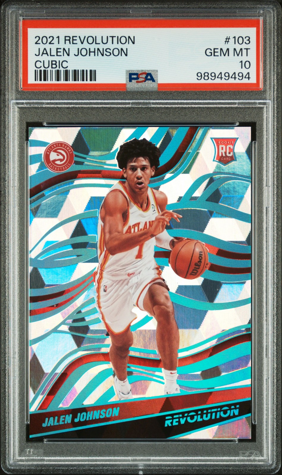2021 PANINI REVOLUTION CUBIC #103 JALEN JOHNSON 29/50 PSA 10