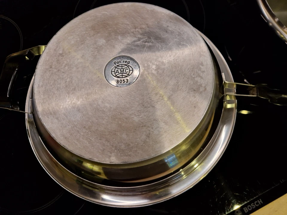 AMC 28 cm Edelstahlpfanne mit Stiel + Griff, Visiotherm-Deckel - Bild 3 von 3